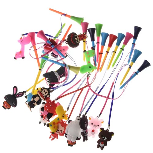 Golf Cartoon Pattern Ball Pin Handmade Rope Anti-Lost Golf Tee Glue Head Ball Cover Plastic Ball Pin 