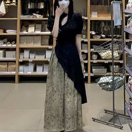 微胖妹妹MM茶歇法式国风新中式改良旗袍遮肚收腰显瘦连衣裙子夏季