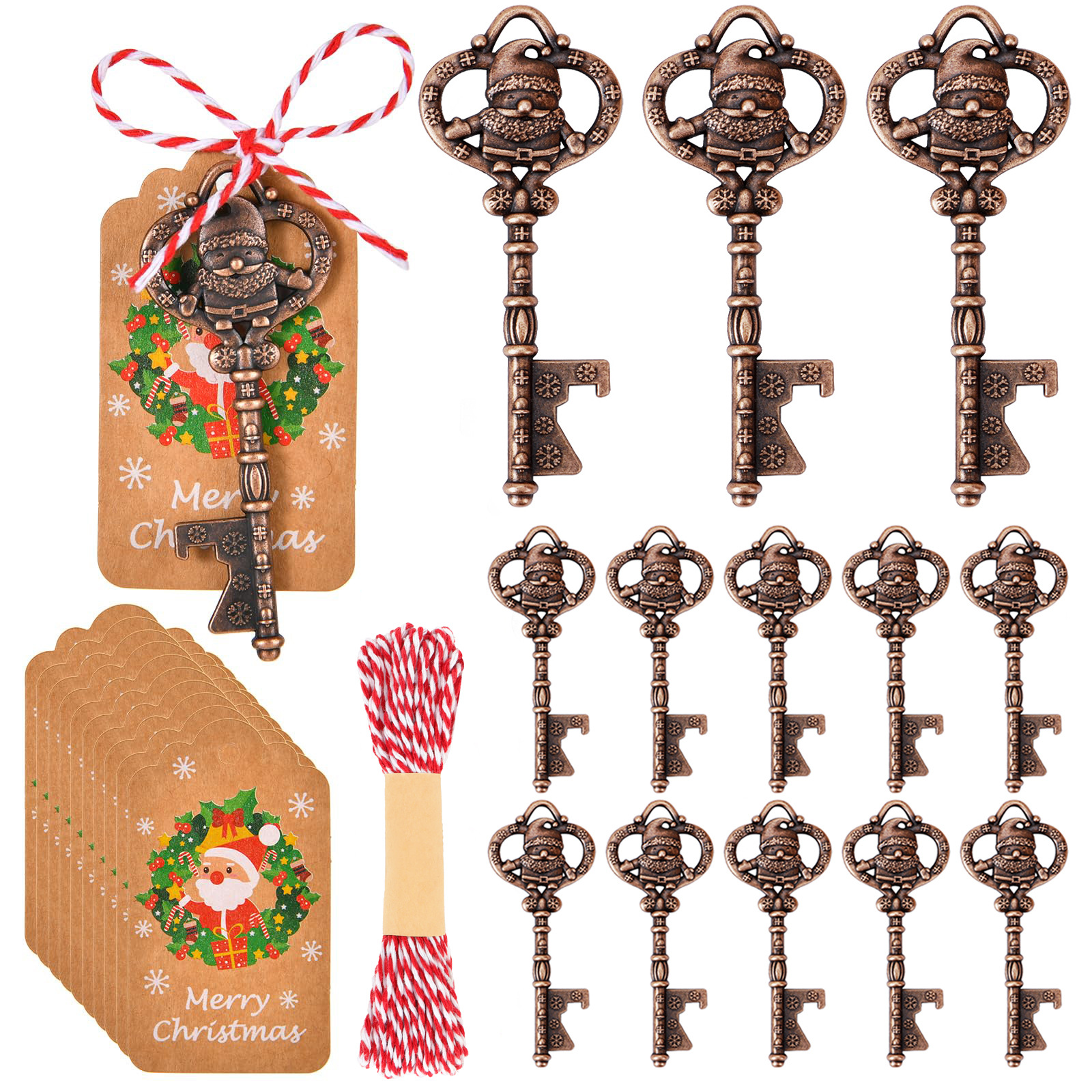 Cross-Border Hot-Selling Creative Christmas Bottle Opener Santa Claus Bottle Opener Christmas Pendant Christmas Keychain Bottle Opener