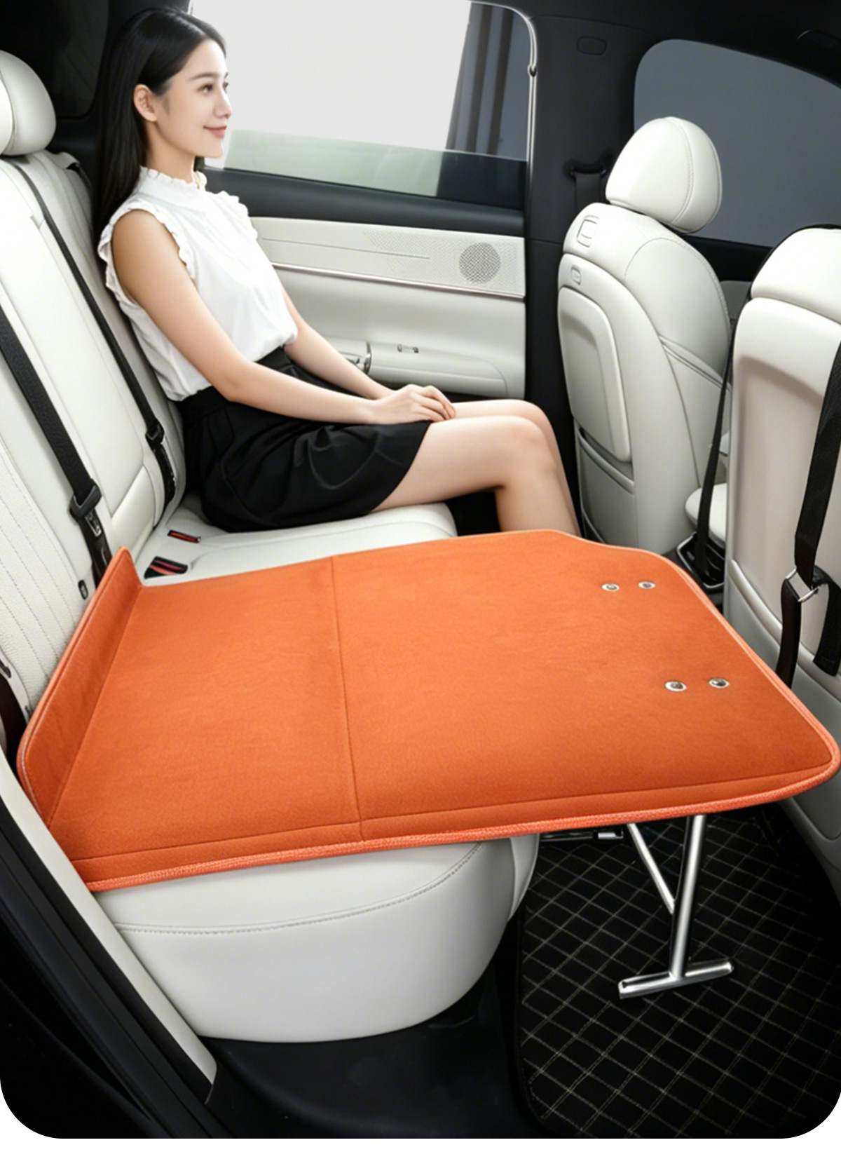Car Rear Seat Sleeping Mat, Car Mattress, Thickened Leather Seat Cushion, Portable Folding Travel Bed for Self-Driving Tours, Outdoor Camping, and Travel