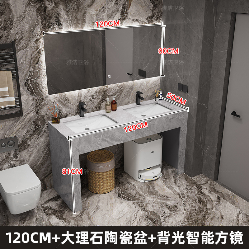 モダンでシンプルな大理石のダブル洗面台公共トイレ洗面台床置き洗面台キャビネットの組み合わせ|undefined