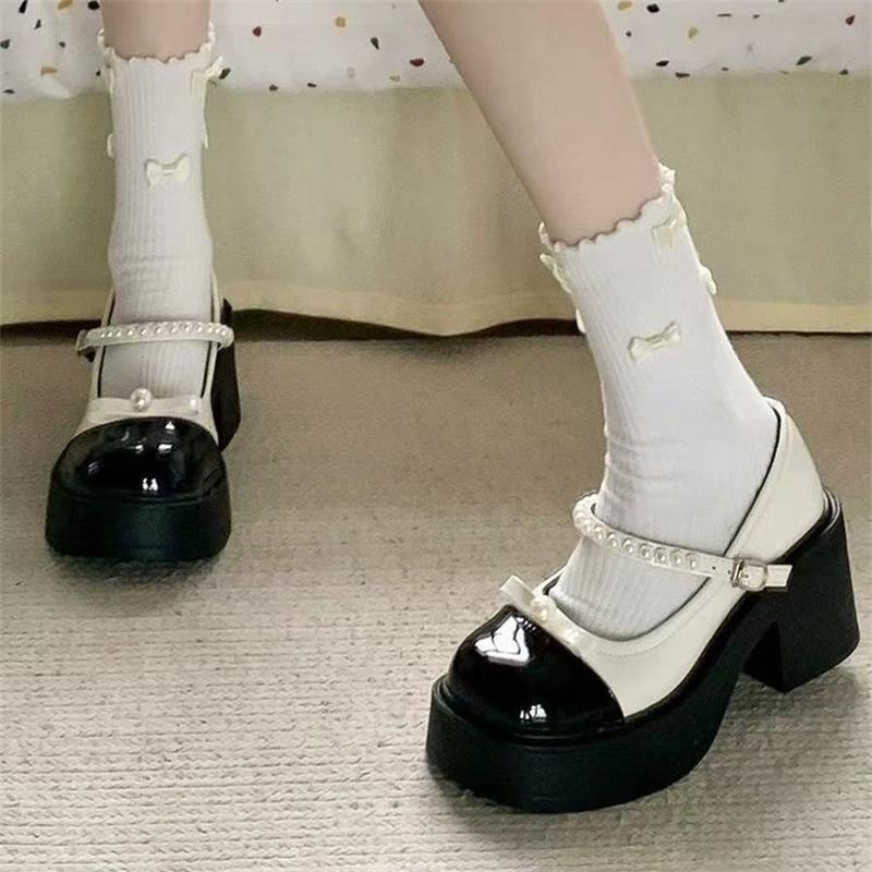 Retro estilo británico Mary Jane zapatos 2026 nuevo estilo diario confortable JK falda Lolita zapatos de cuero de perla