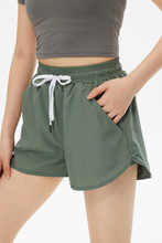 运动休闲女式短裤系带瑜珈打底双层防走光三分裤跑步分健身通勤裤