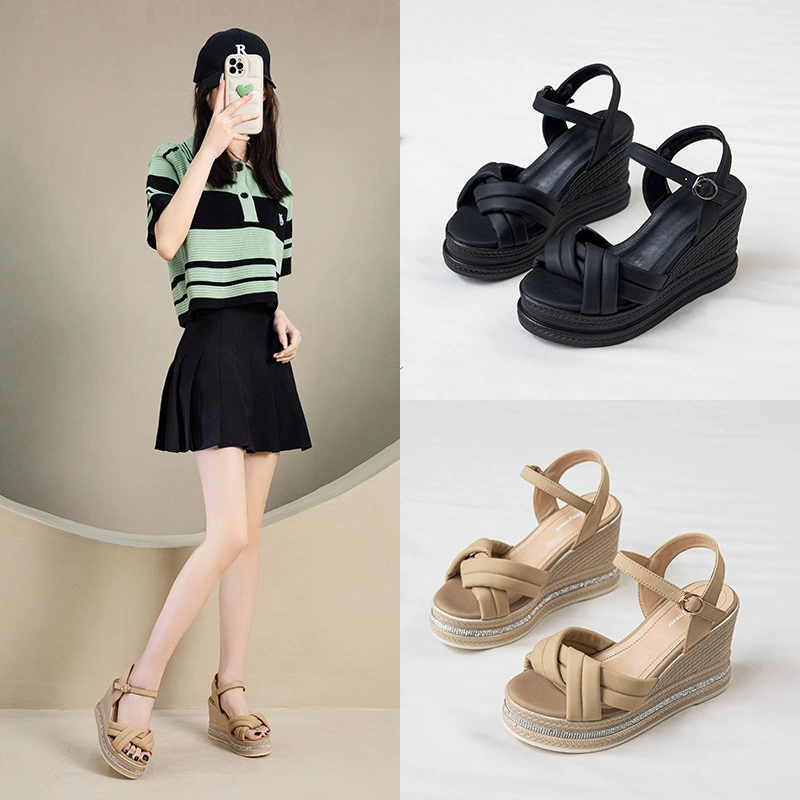 2025 новые летние сандалии на платформе с толстой подошвой, водонепроницаемые, в корейском стиле, с открытым носком, модные, универсальные, легкие женские римские туфли