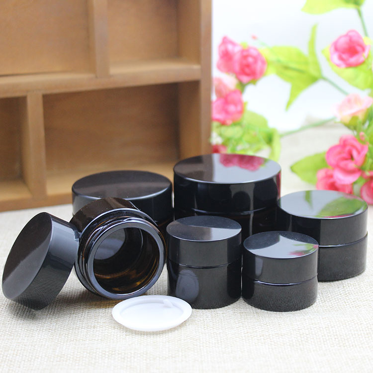 5g10g15g20g30g50g茶色玻璃膏霜瓶面霜眼霜分装空瓶子黑塑料盖