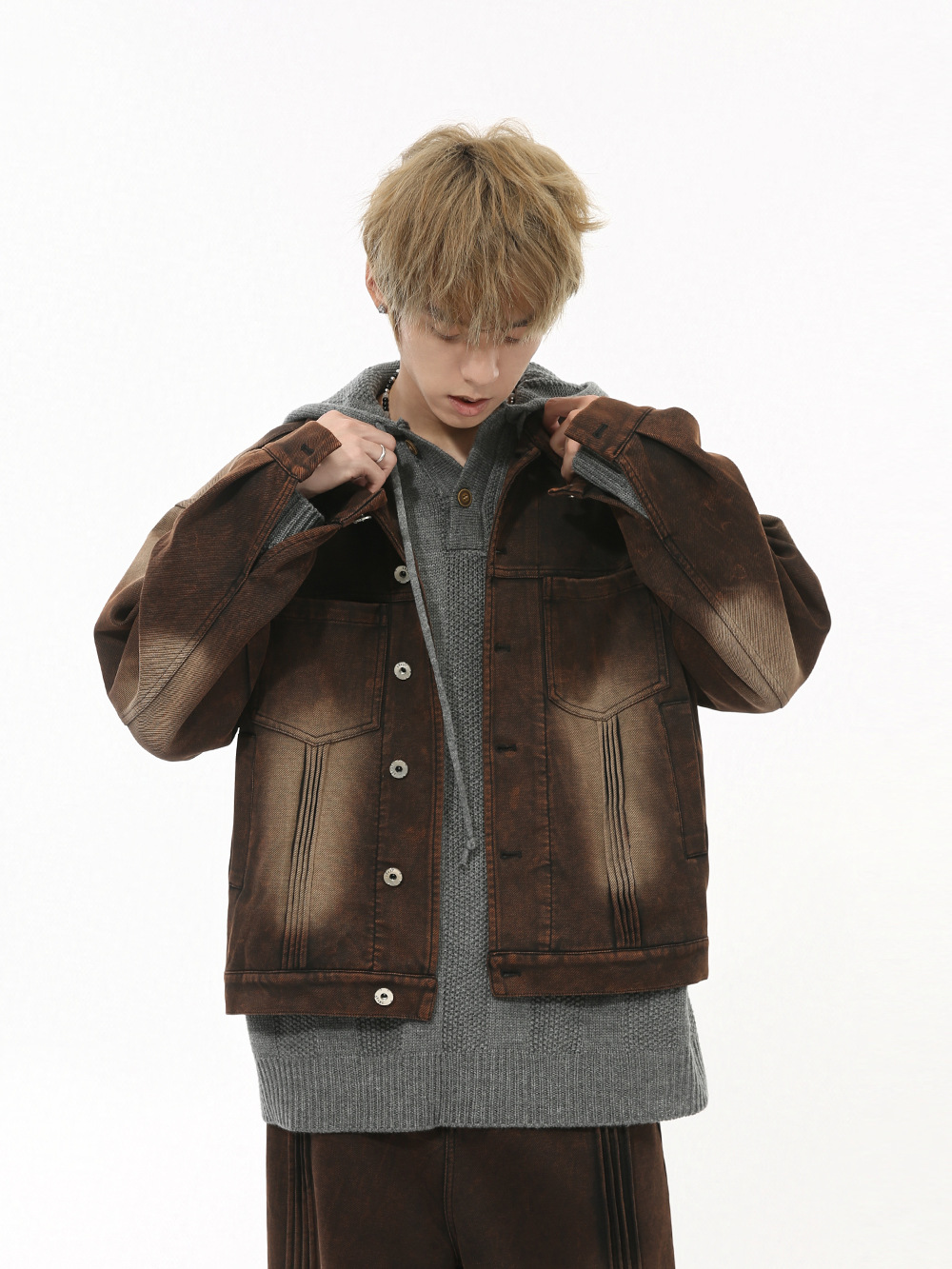 MTLCLOTHES Hombres| Nuevos productos de otoño de moda americana color gradiente retro hacer viejos jeans de moda