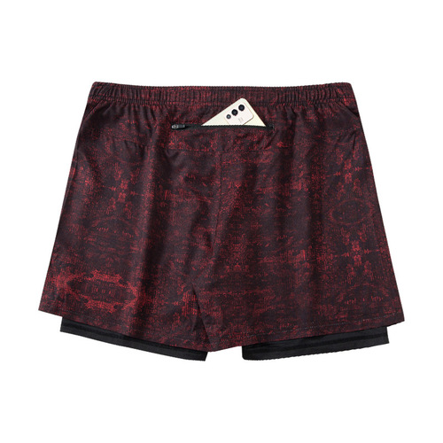 Men's fake two-piece sports shorts, thin, tight, high-elastic basketball running training pants, quick-drying double-layer fitness pants