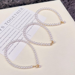 Round Cold Light White Bright tian Ran 3-4-5 Freshwater Pearl baby Rice Bead Bracelet Ins Simple 18K Gold Bracelet