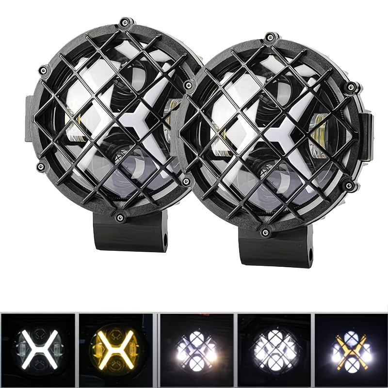 Electric Motorcycle Light Modification with External Super Bright Led Headlights for Cross-Border Three-Wheeled Electric Vehicles, Yellow and White Spotlights