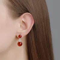 Серьги из стерлингового серебра 925 пробы с жемчугом, серьги из натурального агата, высококачественные серьги, нишевые милые японские и корейские универсальные элегантные серьги, ювелирные изделия