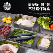 日本304不锈钢保鲜盒厨房家用带盖密封食品级冰箱收纳冷冻冷藏盒