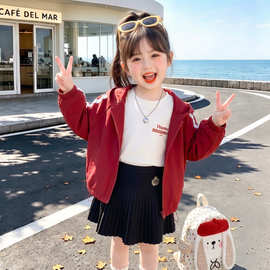 女童外套秋季2026新款洋气时髦儿童红色衣服女宝宝巨好看秋装上衣