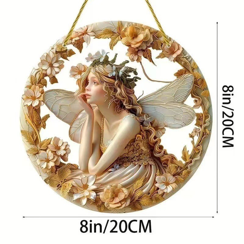 Decoración creativa transfronteriza acrílica disco plano colgar princesa de cuento de hadas belleza figura de captura de sol ventana decoración porche