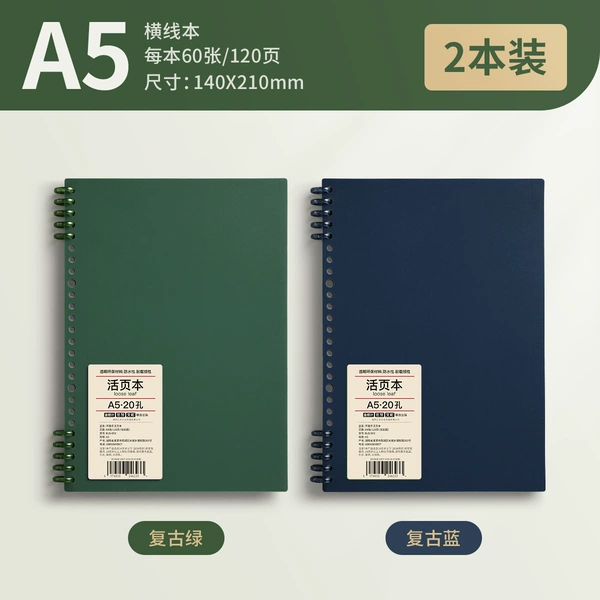 A5•2 books•Vintage green+retro blue Each book has 120 pages