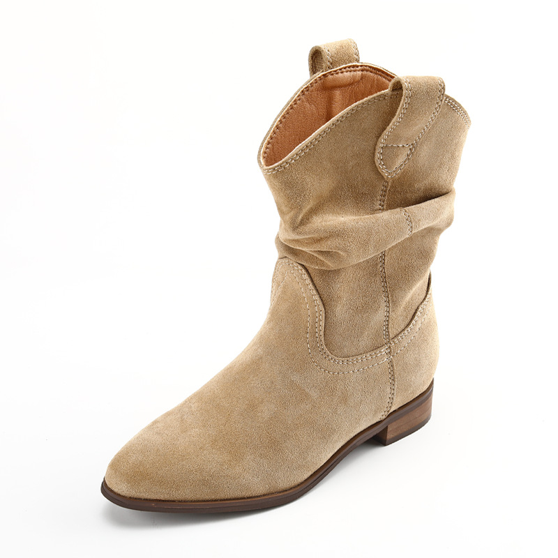 숏컷 포인티드 토 부츠 [가죽]