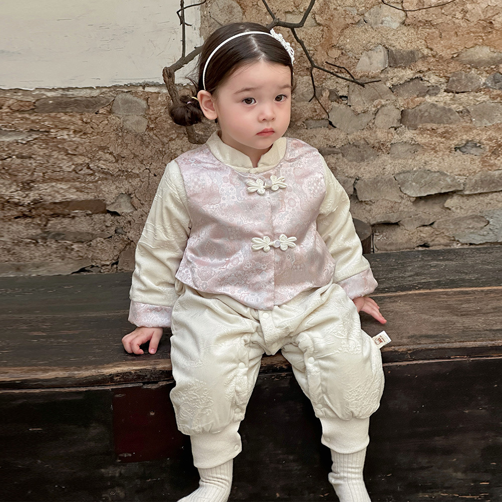 Ropa de bebé, estilo otoño e invierno, una pieza, luna llena, cien días, niña, bebé, princesa, bolso, pedo, mameluco de terciopelo