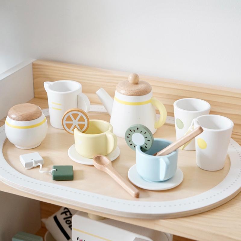 Juego de simulación de frutas de madera transfronterizo para niños, juguetes de juego de imitación, utensilios de cocina para guardería, regalo al por mayor image 28