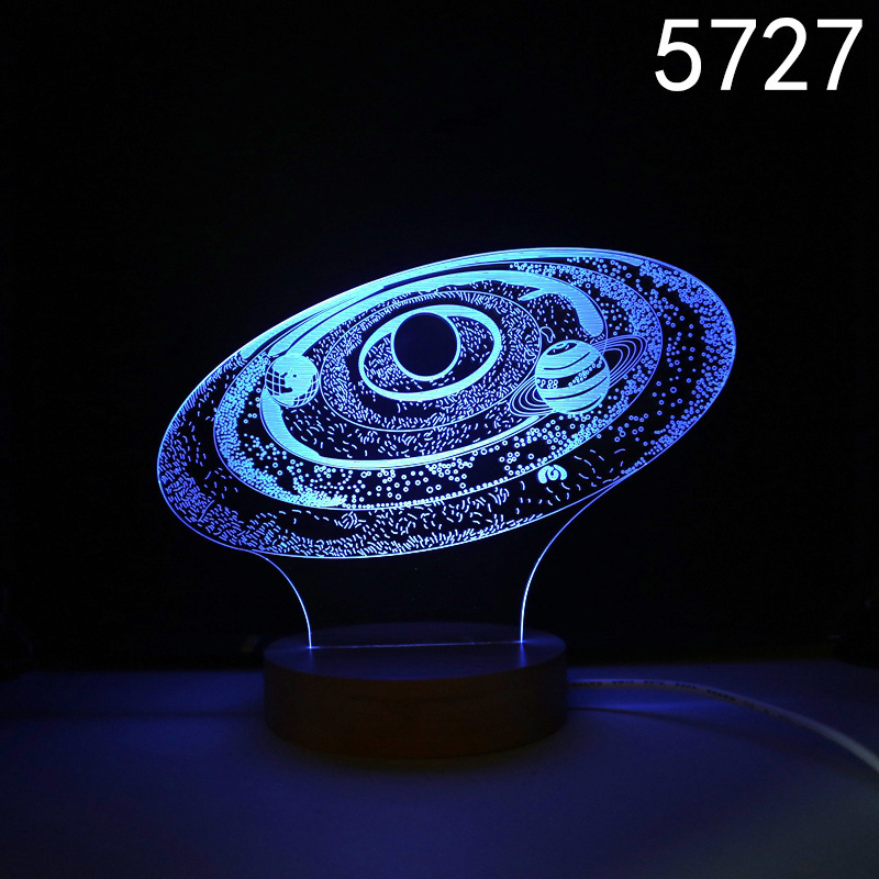 Round Solid Wood Base, Stars and Other Creative Series USB Plug-In Led Colorful 3D Night Light Small Table Lamp Round Solid Wood Base, Stars and Other Creative Series USB Plug-In Led Colorful 3D Night Light Small Table Lamp