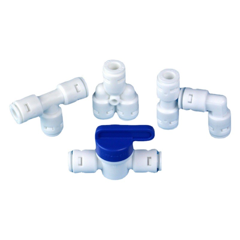 Tipo de enchufe rápido de 2 puntos Conector sin tarjeta codo recto tee purificador de agua accesorios de Instalación rápida universal válvula de bola de conexión rápida de dos puntos