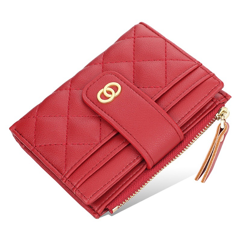 Women's Wallet Short Baellerry K-Style Multi-Card Slot Fashion Buckle Wallet Zipper Ticket Holder