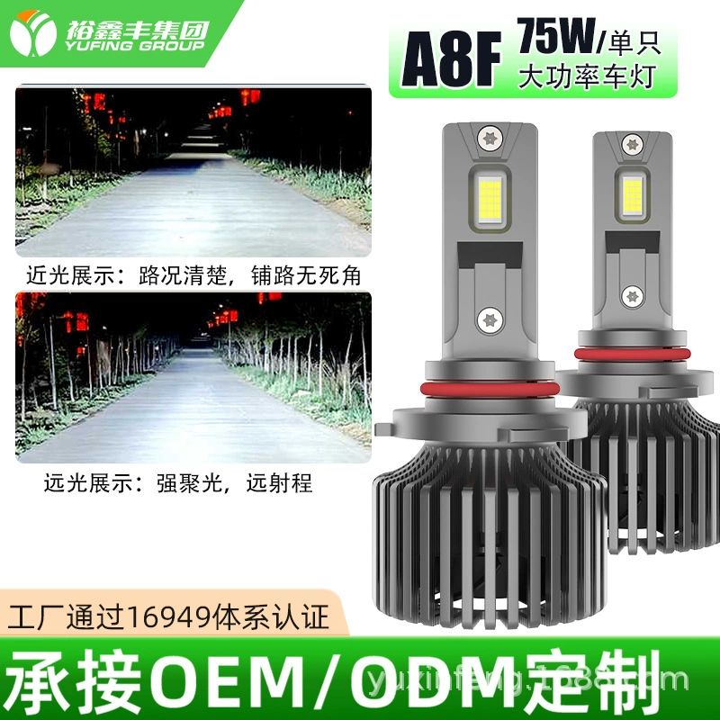 Автомобильные светодиодные фары с интегрированным дальним и ближним светом, 75 Вт, высокая мощность, двойная медная трубка, модифицированные автомобильные фары, лампы H1, трансграничная поставка