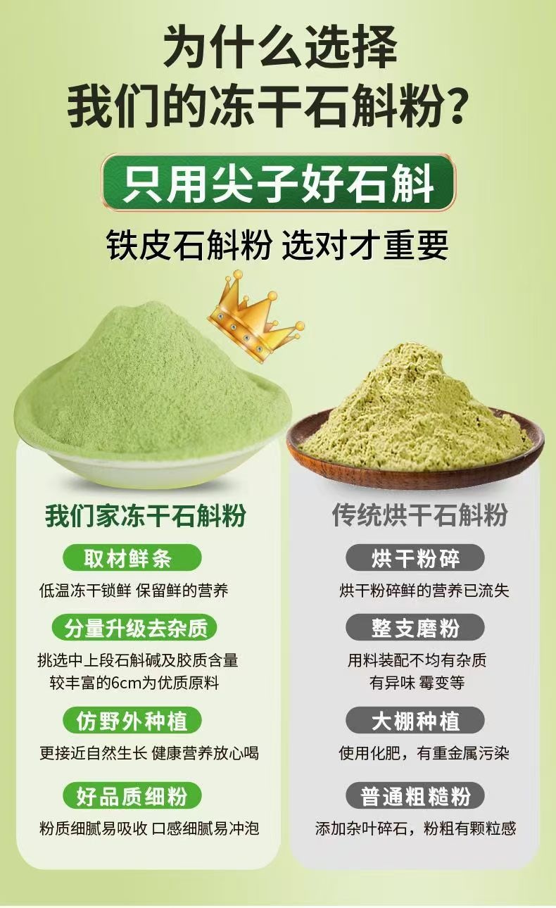 Dendrobium Freeze-Dried Powder Tie Pi Shi Hu 100g Instant-Dissolve Huoshan Shihu Herbal Drink Powder key features