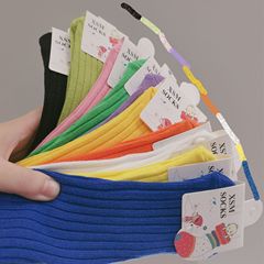 New Spring 2023 Children's Double Needle Cotton Socks, Versatile Straight No Heel Parent-Child Socks, Comfortable Bunchy Socks