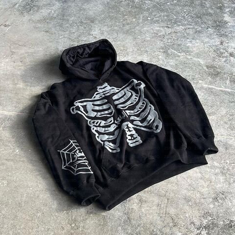 Men's Clothing fashion personality Gothic style hoodies skull print sweatshirt _voghion.com