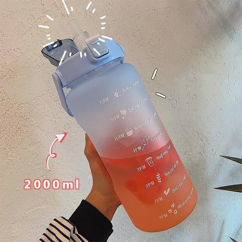 2L Large Capacity Water Bottle With Bounce Cover Time Scale