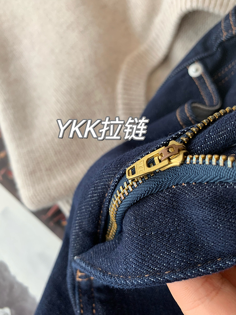 Make your legs look straight! Fleece, thickened, brushed, slimming, narrow straight-leg wide-leg jeans, red-eared jeans, women's winter F101212 pic 27