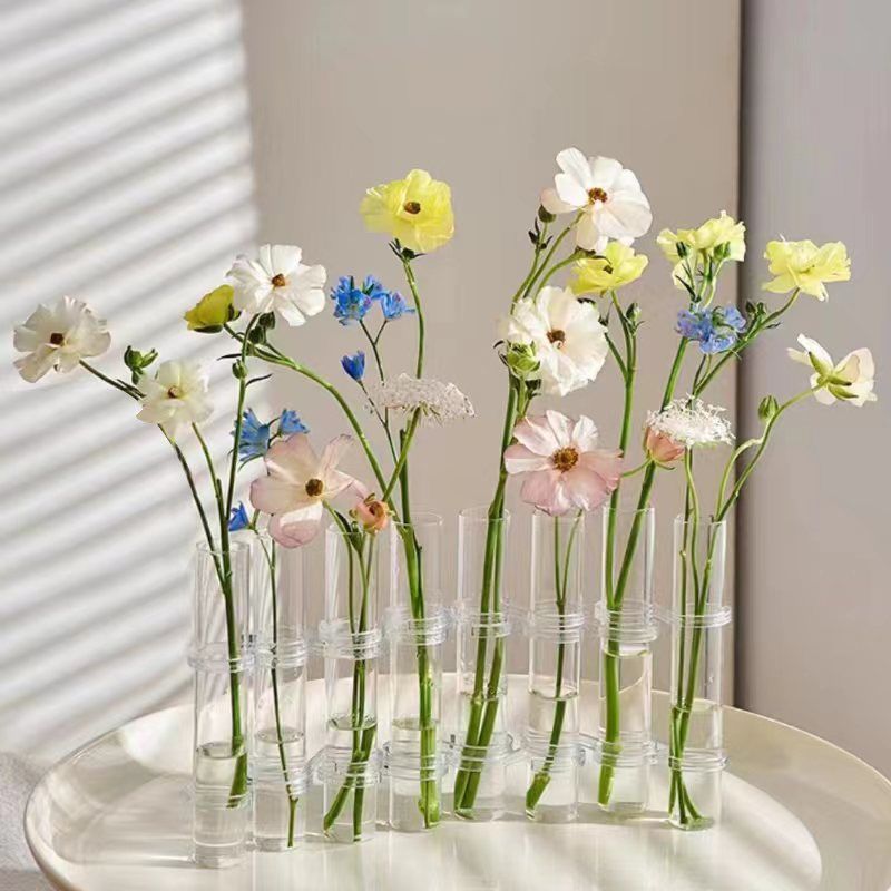 試験管花瓶風高価値ガラスネット有名人の装飾品花水耕栽培花器組み合わせ花瓶装飾|undefined