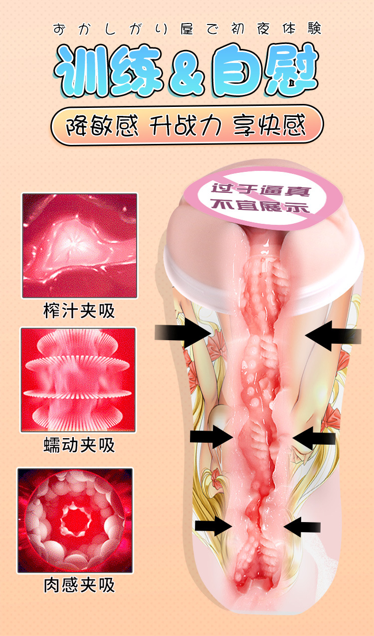 Manual Male Masturbation Device with TPE + ABS Body, Handheld Penis Trainer — detail image 10