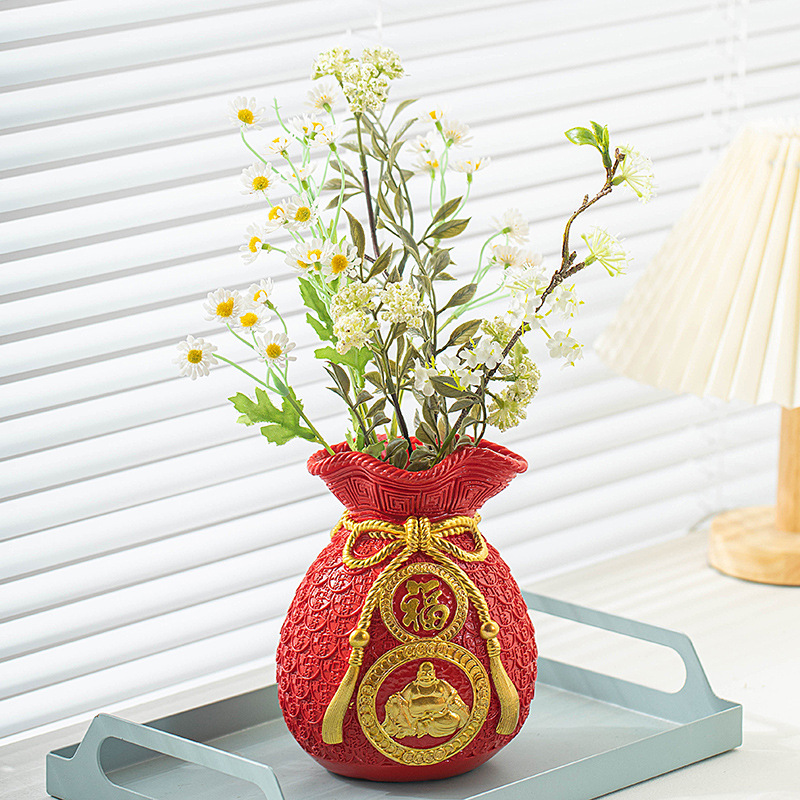 Chino suerte bolsa florero resina decoración casa fortuna significado bolsa de ahorro de la sala de TV decoración del gabinete