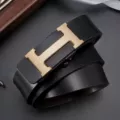 Gold H-Buckle + Toothless Automatic Black Belt Strap