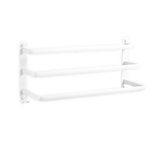 Bathroom white towel rack wall hanging no punching single and double pole space aluminum multi-layer storage rack bathroom towel rack