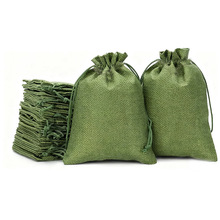 现货束口抽绳麻布袋收纳袋收口布袋包装袋军亚麻绿色礼品袋