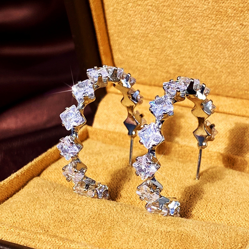 Orecchini a lobo in zircone e cristallo per donna e uomo eleganti_voghion.com