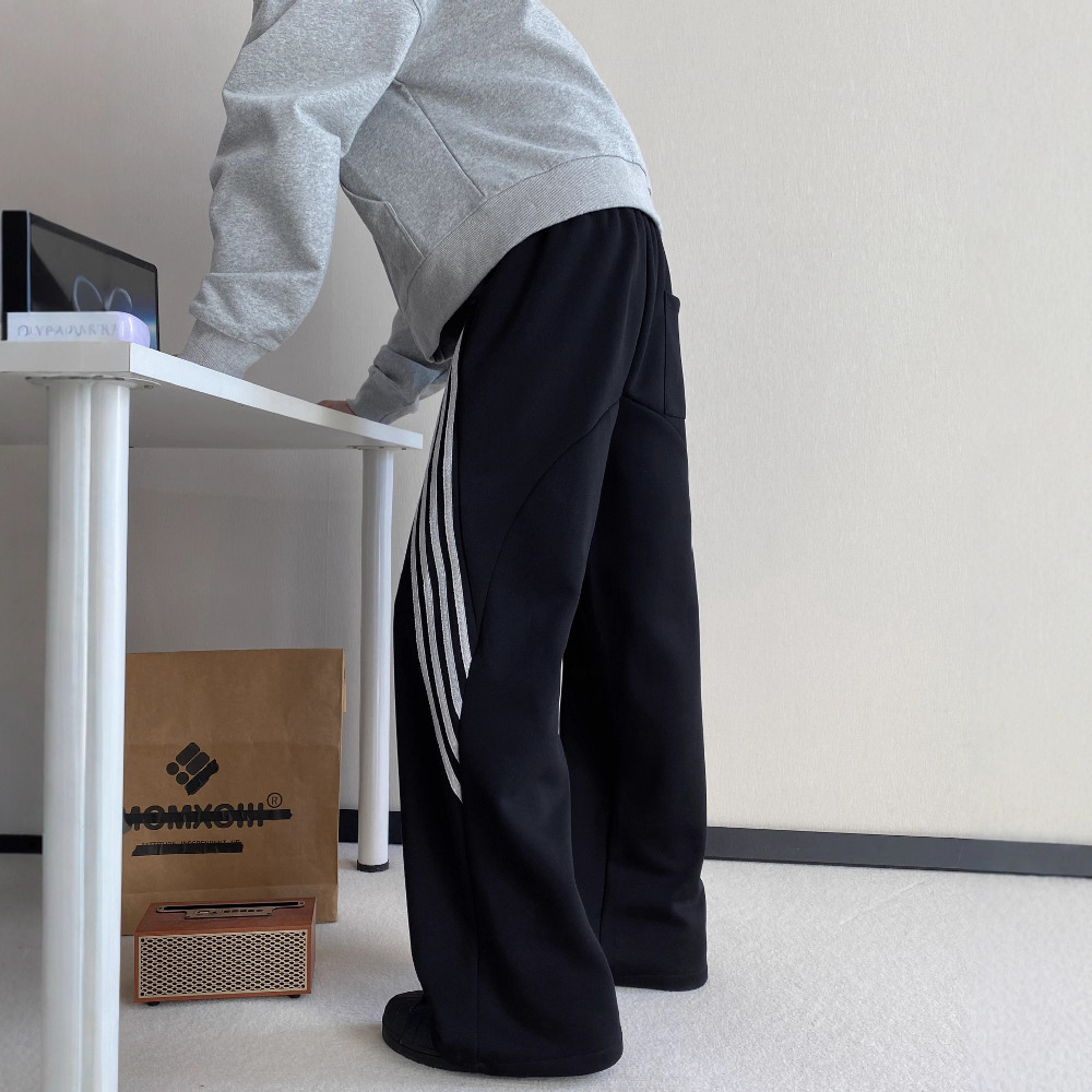 美式机能三条杠冲锋裤夏新款学生韩版休闲运动长裤黑色灰色