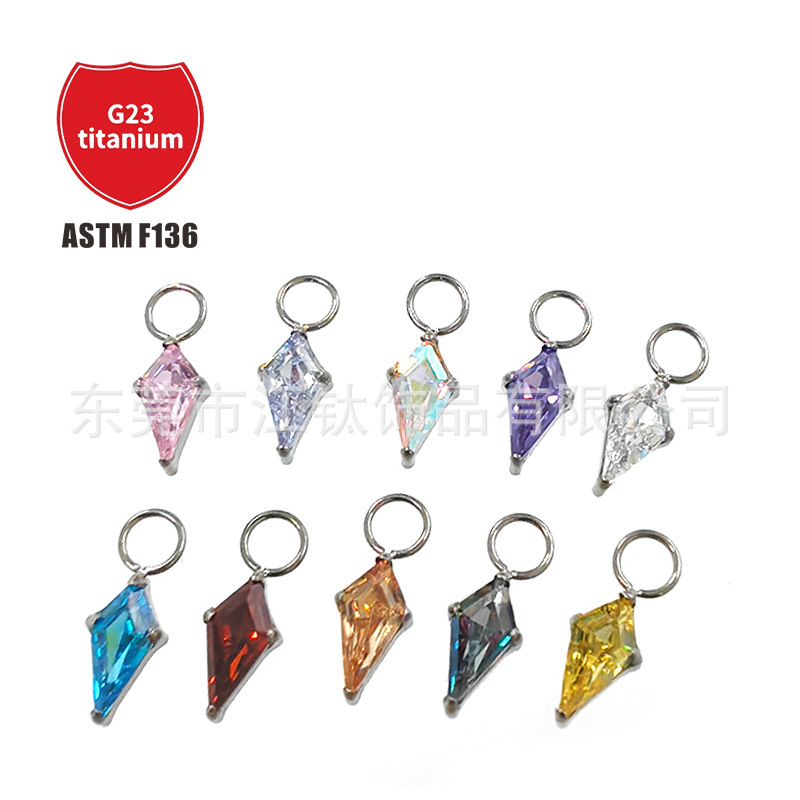 Jiang Ti F136 Titanium Earrings Kite Stone Pendant Accessories Pendant G23 Titanium Alloy Body Piercing Jewelry Earrings