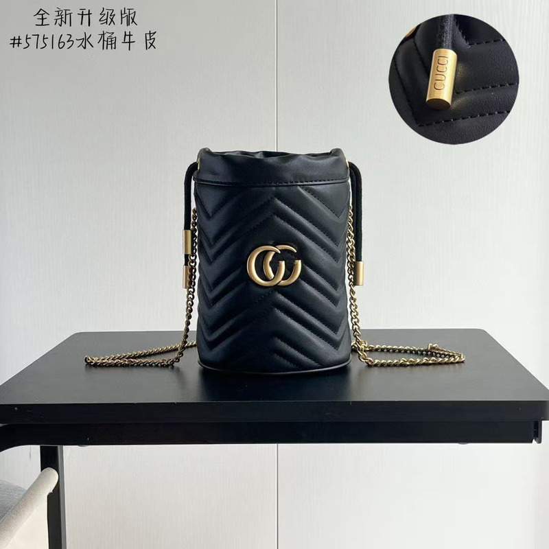 In-Stock New Model Double Gg Mini Bucket Bag, Fashionable and Versatile Genuine Leather Handbag/Shoulder Bag for Women, with Logo, Export-Specific In-Stock New Model Double Gg Mini Bucket Bag, Fashionable and Versatile Genuine Leather Handbag/Shoulder Bag for Women, with Logo, Export-Specific