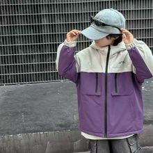 儿童2025男女童冬季新款24080004印花拼色款中大童连帽羽绒冲锋衣