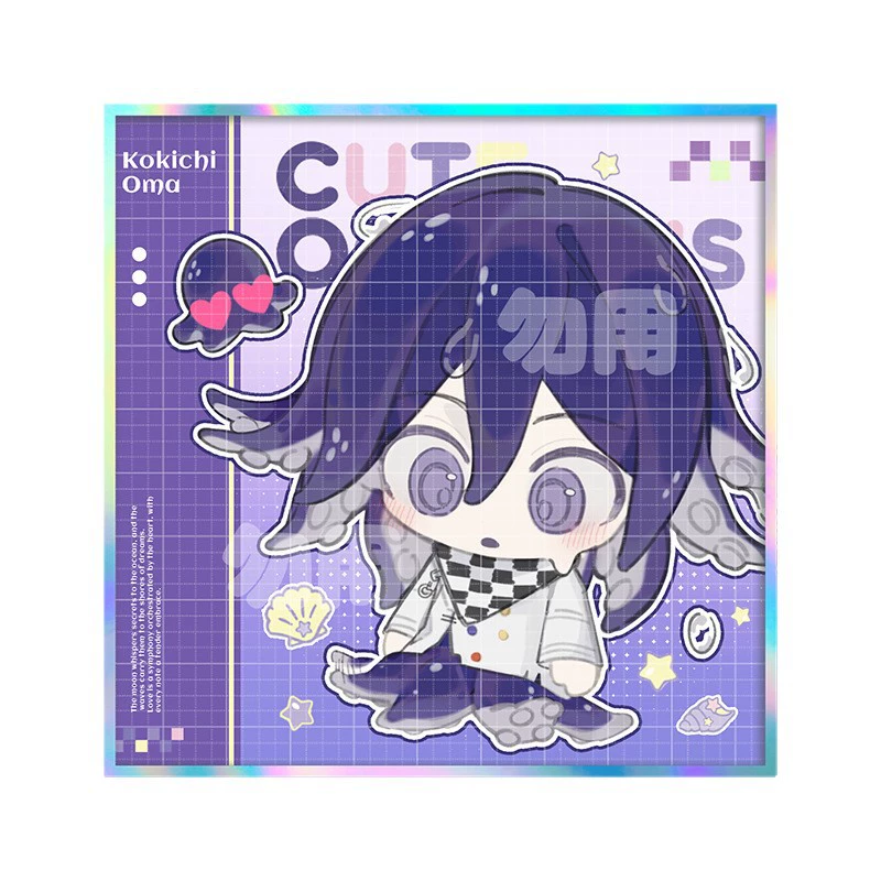 Polaroid, badge, keychain, colored paper, octopus