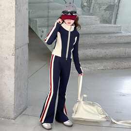 女童春秋时尚套装2025新款中大童洋气拼色春季运动休闲显瘦两件套