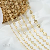 Цветная сохранность 14K пакет золотой клевер бабочка маленькие цветы 8 слов цепи diy ручной работы украшения разбросанные цепи ручной работы аксессуары ручной работы