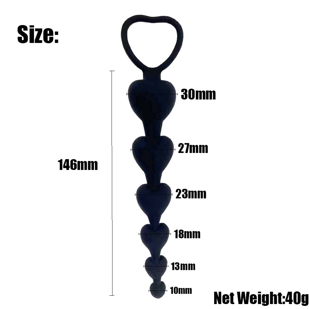 Tapón anal unisex Orissi de silicona con forma de corazón y seis cuentas para la zona anal, juguete sexual._voghion.com