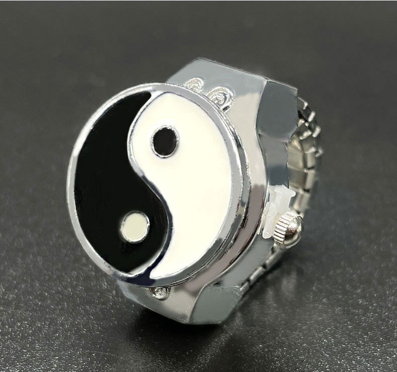20g Weight Quartz Glass Mirror Material Stainless Steel Strap Material Watch Rings Classification Pointer+Number Display Type Round Dial Shape Casual, Street, Shopping Occasion Quartz Movement Gossip Pattern All Seasons Season Unisex Gender Chinoiserie, Vintage Style, Ethnic Style Style Chinoiserie Vintage Style Ethnic Style Gossip Quartz Watch Rings