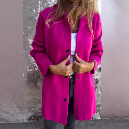Cross-border Europe and America 2025 autumn and winter new Amazon AliExpress hot-selling fashion long-sleeved solid color jacket for women