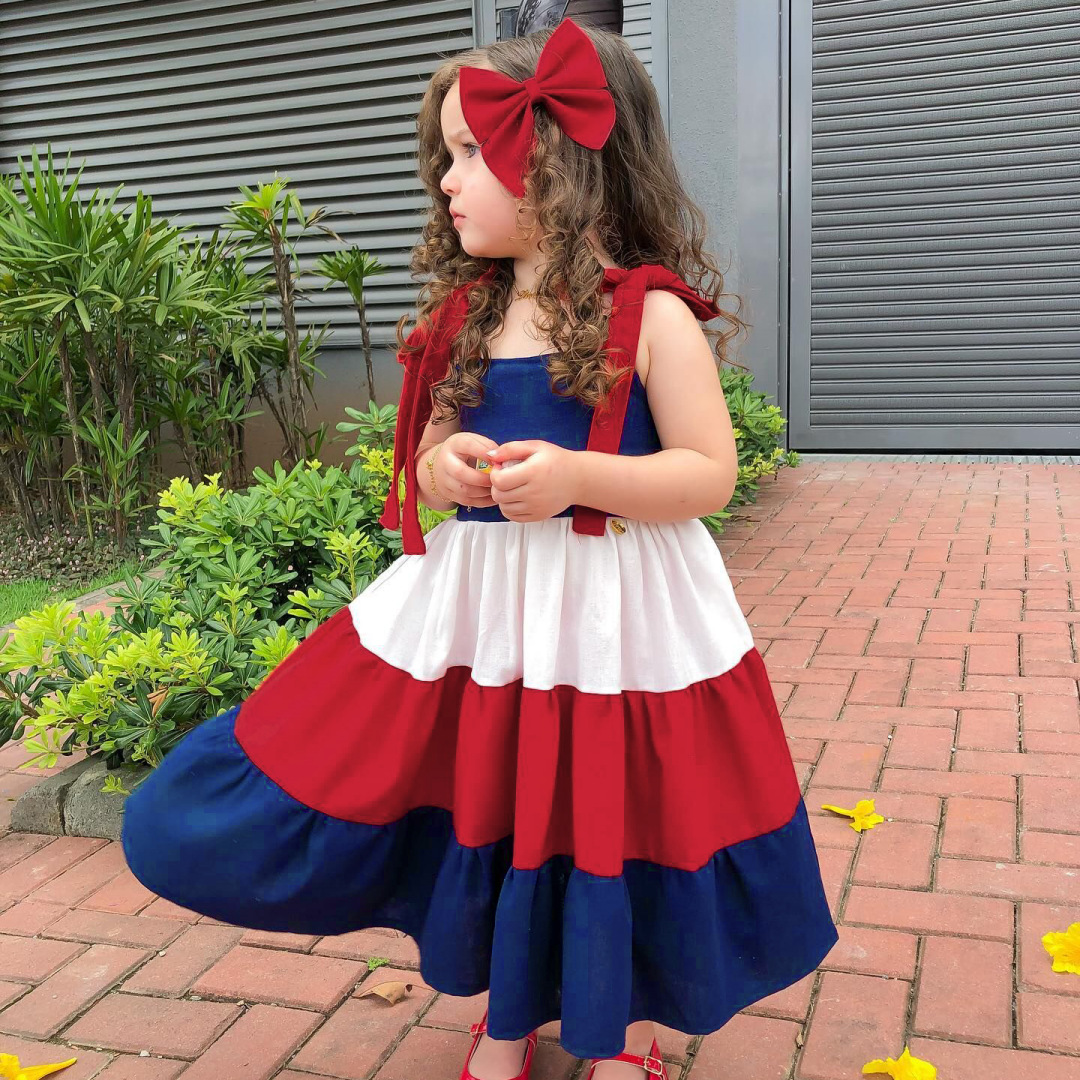 Cute Color Block Cotton Girls Dresses display picture 1