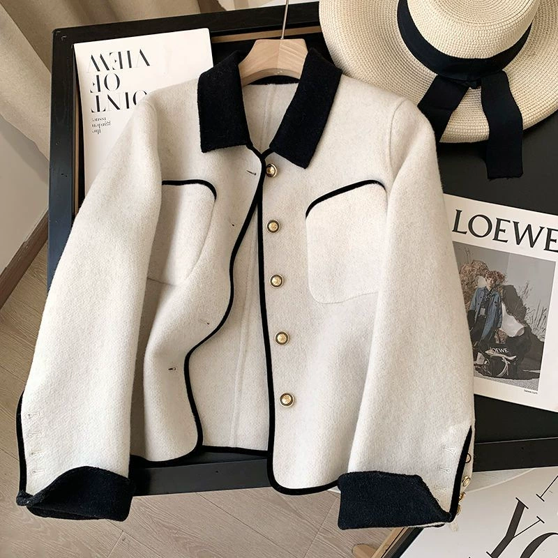 Трансграничное французское маленькое ароматное шерстяное пальто женское новое маленькое шерстяное пальто дикий топ