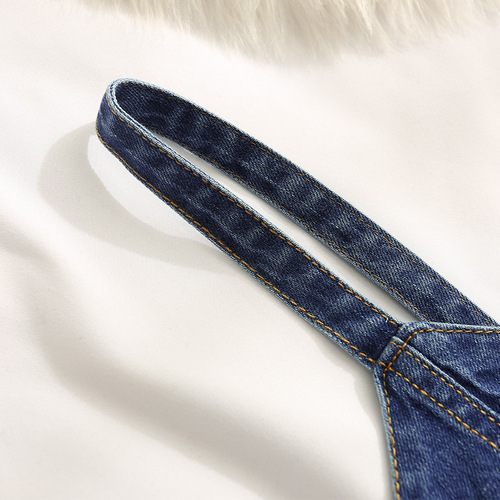 Denim suspender vest for women chic fashion short strap design slim fit beautiful back outer layering top summer